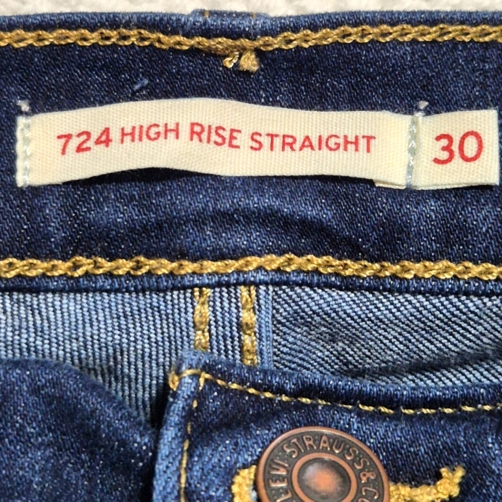 Levi's 724 Blue Straight Leg High Rise Jeans..Size:W30L32 - Picture 9 of 12